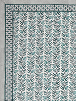 King Size Pure Cotton Hand Block Print Bedsheet (Green Bel)