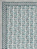 King Size Pure Cotton Hand Block Print Bedsheet (Green Bel)