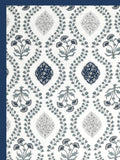 Cotton Single Size Quilt/ Rajai Hand Block Print for Light Winters (150x225 cm) (Royal Blue Motif)