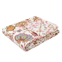 BLOCKS OF INDIA Polycotton Double Dohar /Blanket for Summer (BROWN FLOWER DULL COTTON)