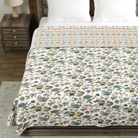 BLOCKS OF INDIA Polycotton Double Dohar /Blanket for Summer (GREEN IKAT DULL COTTON)
