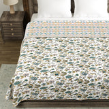 BLOCKS OF INDIA Polycotton Double Dohar /Blanket for Summer (GREEN IKAT DULL COTTON)