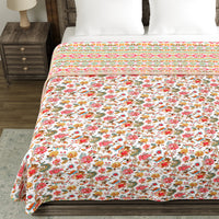 BLOCKS OF INDIA Polycotton Double Dohar /Blanket for Summer (PINK IKAT DULL COTTON)