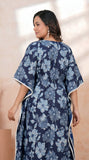 Hand Block Kaftan in Pure Cotton Fabric Blue Flower