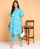 BLOCKS OF INDIA Co ords Set in Pure Cotton Green Ikat