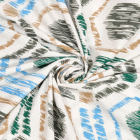 BLOCKS OF INDIA Hand Block Print Cotton King Size Bedsheet (90 X 108 INCH) (Green Ikat)