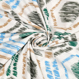 BLOCKS OF INDIA Hand Block Print Cotton King Size Bedsheet (90 X 108 INCH) (Green Ikat)
