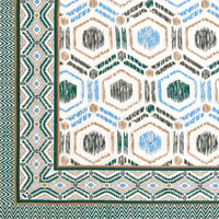 BLOCKS OF INDIA Hand Block Print Cotton King Size Bedsheet (90 X 108 INCH) (Green Ikat)