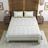 BLOCKS OF INDIA Hand Block Printed 300 TC Cotton Super King Size Bedsheet(106 x 106)