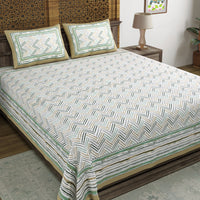 BLOCKS OF INDIA Hand Block Printed 300 TC Cotton Super King Size Bedsheet(106 x 106)