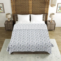BLOCKS OF INDIA Polycotton Double Dohar /Blanket for Summer (GREY JAAL DULL COTTON)