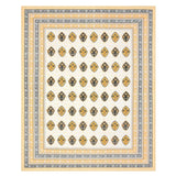King Size Pure Cotton Hand Block Print Bedsheet (YELLOW GREY ROSE)