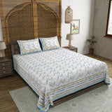 BLOCKS OF INDIA Hand Block Printed Cotton Super King Size Bedsheet(270x 270)