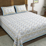 BLOCKS OF INDIA Hand Block Printed Cotton Super King Size Bedsheet(270x 270)