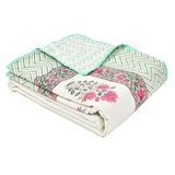 Cotton Dohar / Blanket King Bed Size Hand Block Printed (Green Buta New)