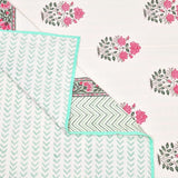 Cotton Dohar / Blanket King Bed Size Hand Block Printed (Green Buta New)