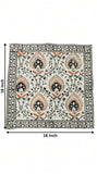 Hand Block Print Cotton Table Napkin (Brown Jaal)