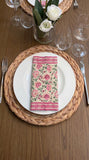 Hand Block Print Cotton Table Napkin (Pink jaal)