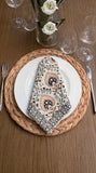 Hand Block Print Cotton Table Napkin (Brown Jaal)