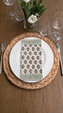 Hand Block Print Cotton Table Napkin (Pink Grey Buti)