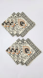 Hand Block Print Cotton Table Napkin (Brown Jaal)