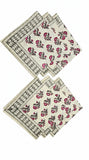 Hand Block Print Cotton Table Napkin (Pink Grey Buti)
