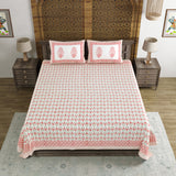 BLOCKS OF INDIA Hand Block Print Cotton King Size Bedsheet (Maroon Leaf)