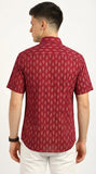 Cotton Hand Block Print Half Sleeves Summer Shirt for Men Maroon Patti