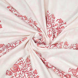 BLOCKS OF INDIA Hand Block Print Cotton King Size Bedsheet (Maroon Pot)