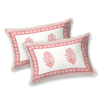 BLOCKS OF INDIA Hand Block Print Cotton King Size Bedsheet (Maroon Pot)