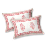 BLOCKS OF INDIA Hand Block Print Cotton King Size Bedsheet (Maroon Pot)