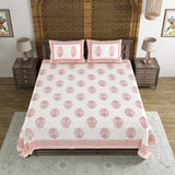 BLOCKS OF INDIA Hand Block Print Cotton King Size Bedsheet (Maroon Pot)