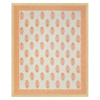 BLOCKS OF INDIA Hand Block Print Cotton King Size Bedsheet (Orange Pot)