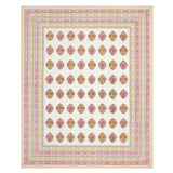 King Size Pure Cotton Hand Block Print Bedsheet (PEACH YELLOW ROSE)