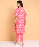 BLOCKS OF INDIA Co ords Set in Pure Cotton Pink Ikat