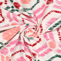BLOCKS OF INDIA Hand Block Print Cotton King Size Bedsheet (90 X 108 INCH) (Pink Ikat)