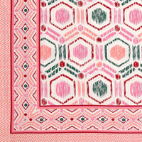 BLOCKS OF INDIA Hand Block Print Cotton King Size Bedsheet (90 X 108 INCH) (Pink Ikat)