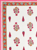 Hand Block Printed 100% Cotton Dohar King Size Reversible (Pink Pine Rose)