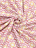 Hand Block Printed 100% Cotton Dohar King Size Reversible (Pink Pine Rose)