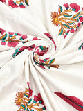 Hand Block Printed 100% Cotton Dohar King Size Reversible (Pink Pine Rose)