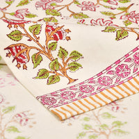 BLOCKS OF INDIA Hand Block Printed Cotton Table Runner for Center/Dining Table (33 x 180 cm) (Pink Rose)