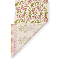 BLOCKS OF INDIA Hand Block Printed Cotton Table Runner for Center/Dining Table (33 x 180 cm) (Pink Rose)