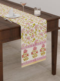 BLOCKS OF INDIA Hand Block Printed Cotton Table Runner for Center/Dining Table (33 x 180 cm) (Pink Rose)