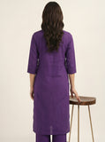Women Solid Kurta With Trouser (Purple)