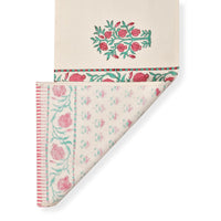 BLOCKS OF INDIA Hand Block Printed Cotton Table Runner for Center/Dining Table (33 x 180 cm) (Red Anar)