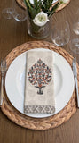 Hand Block Print Cotton Table Napkin (Brown Buta)