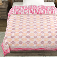 Cotton Single Size Quilt Hand Block Print for Light Winters (150x225 cm)