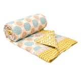 Cotton Single Size Quilt Hand Block Print for Light Winters (150x225 cm)
