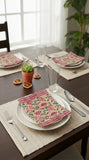Hand Block Print Cotton Table Napkin (Pink jaal)