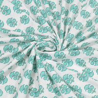 BLOCKS OF INDIA Hand Block Print Cotton King Size Bedsheet (Green Buti)